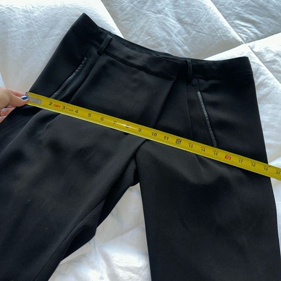 VINCE. Asymmetric Harem Trousers Leather Trim tapered hem Pants Size 6. Like New - Picture 7 of 16